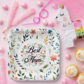 最高の母エレガントフローラデザイン ペーパープレート (パーティー)