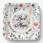 最高の母エレガントフローラデザイン ペーパープレート (正面)