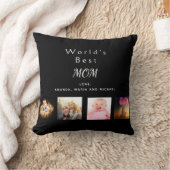 最高の母カスタム家族の写真コラージュ黒 クッション (ブランケット)