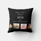 最高の母カスタム家族の写真コラージュ黒 クッション (裏面)