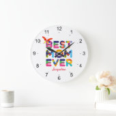 最高の母カラフル ラージ壁時計 (ホーム)