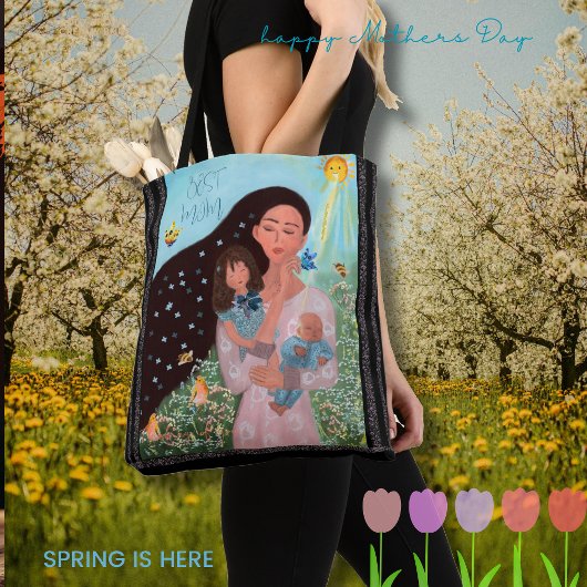 最高の母カワイイイラストレーション トートバッグ