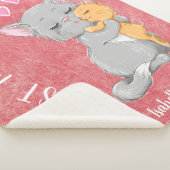 最高の母ギフトアイディア、ハートかわいい猫ファミリー赤ママ シェルパブランケット (3/4)