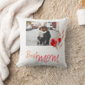 最高の母スクリプト水彩花写真フローラ クッション (ブランケット)