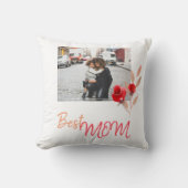 最高の母スクリプト水彩花写真フローラ クッション (正面)