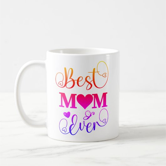 最高の母タイポグラフィ可愛い母カラフル日 コーヒーマグカップ (左)