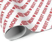 最高の母ダーク・レッド・オン・ホワイト ラッピングペーパー (ロールコーナー)