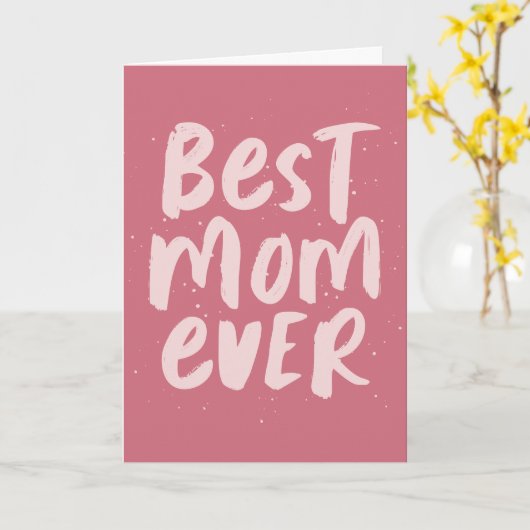 最高の母トレンディーはっきりしたピンクマザーズデイカード カード (黄色い花)