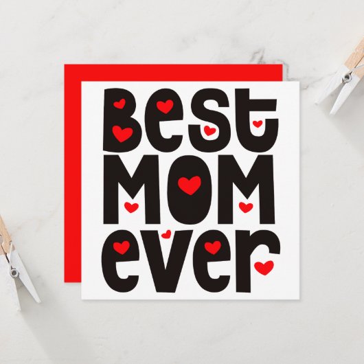 最高の母ハートのみことわざ黒赤白 カード (正面/裏面インサイチュ)