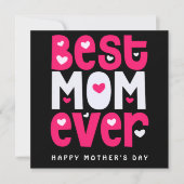 最高の母ハート母の日ブラックピンクホワイト カード (正面)