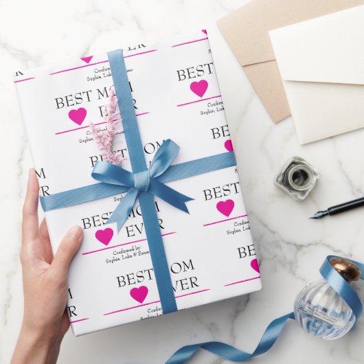 最高の母ハート | カスタム子名 –  ラッピングペーパー (ギフト)