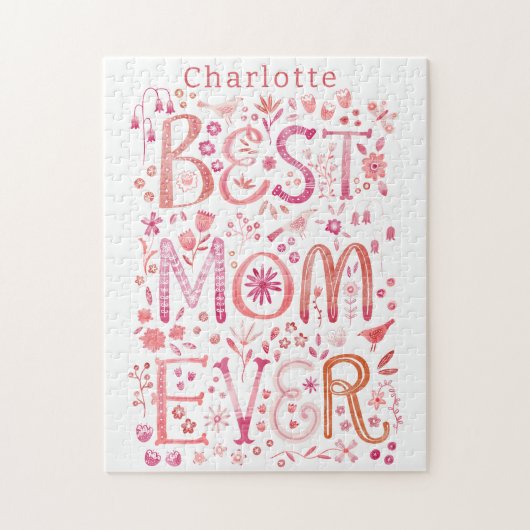 最高の母パーソナライズされた水色 ジグソーパズル (縦)
