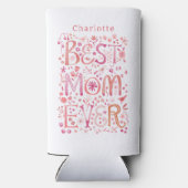 最高の母パーソナライズされた水色 スリム缶クーラー (裏面)