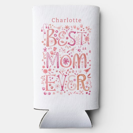 最高の母パーソナライズされた水色 スリム缶クーラー (裏面)