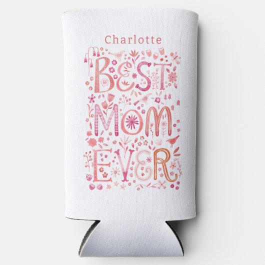 最高の母パーソナライズされた水色 スリム缶クーラー (正面)