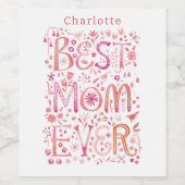 最高の母パーソナライズされた水色 ワインラベル (シングルラベル)