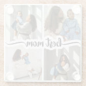 最高の母パーソナライズされた4写真コラージュ ガラスコースター (裏面)