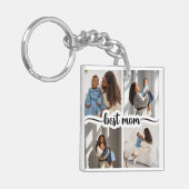 最高の母パーソナライズされた4写真コラージュ キーホルダー (正面左)