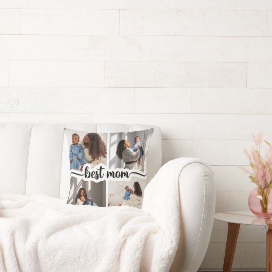 最高の母パーソナライズされた4写真コラージュ クッション (ソファ)