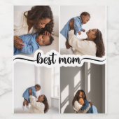 最高の母パーソナライズされた4写真コラージュ ワインラベル (シングルラベル)