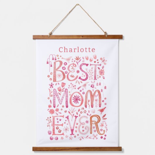 最高の母パーソナライズされた 吊り下げ型タペストリー (正面)