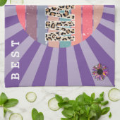 最高の母パープルフローラカスタマイズ キッチンタオル (折り畳み)