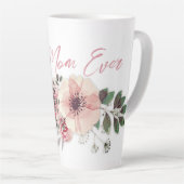 最高の母ピンクの花ラテマグカップ カフェラテマグ (右アングル)