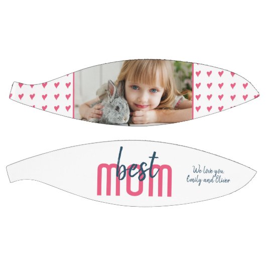 最高の母ピンクハート家族写真母の日 バスケットボール (パネル)