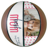 最高の母ピンクハート家族写真母の日 バスケットボール (縦)