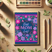 最高の母ピンク紫フローラおかわいらし母さんの日 カード