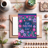 最高の母ピンク紫フローラおかわいらし母さんの日 カード