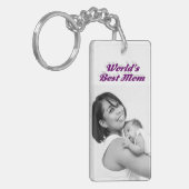 最高の母フォトパープル文字 キーホルダー (正面左)