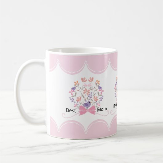最高の母フローラブーケカスタマイズ母の日 コーヒーマグカップ (左)