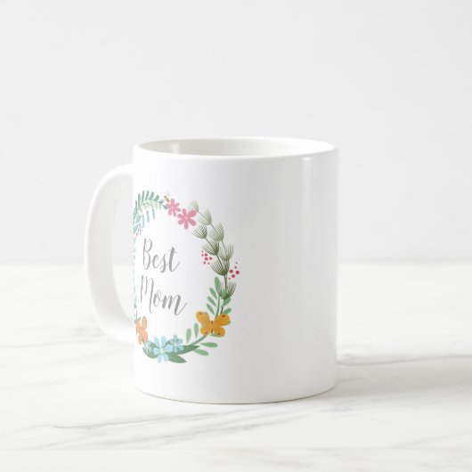 最高の母フローラワイルドフラワーバタフライリース コーヒーマグカップ (正面左)