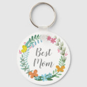 最高の母フローラ花バタフライカラフルリース キーホルダー (正面)