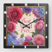 最高の母フローラ スクエア壁時計 (正面)