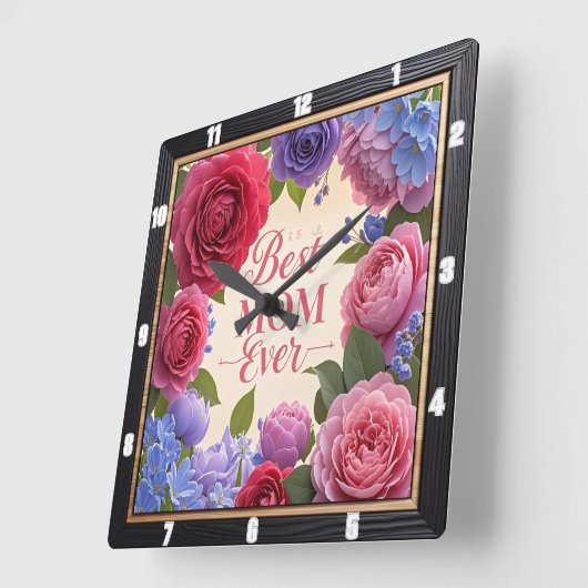 最高の母フローラ スクエア壁時計 (傾斜)