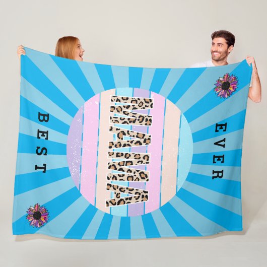 最高の母ブルーフローラカスタマイズ フリースブランケット (インサイチュ)