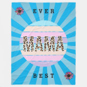 最高の母ブルーフローラカスタマイズ フリースブランケット (正面)