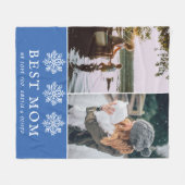 最高の母ブルー雪片2カスタム枚 フリースブランケット (正面(横))