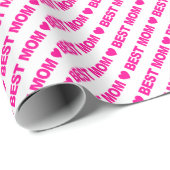 最高の母ホットピンクオンホワイトラッピング紙 ラッピングペーパー (ロールコーナー)