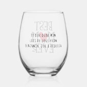 最高の母マムエバー赤いハート名 ステムなしワイングラス (裏面)