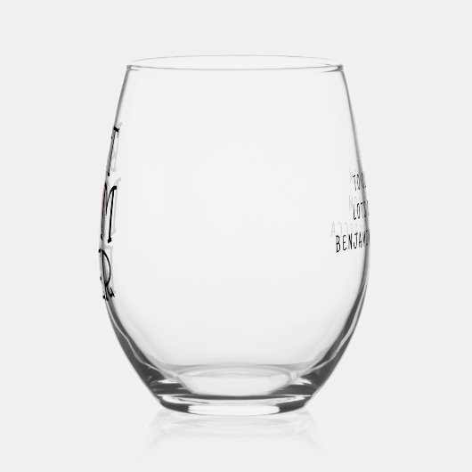 最高の母マムエバー赤いハート名 ステムなしワイングラス (左)