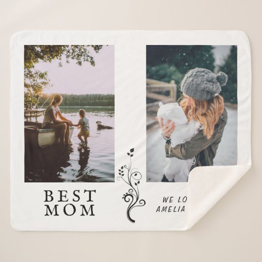 最高の母モダン葉2カスタム枚 シェルパブランケット (正面(横))