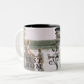 最高の母モダン葉2カスタム枚 ツートーンマグカップ (正面左)