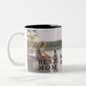 最高の母モダン葉2カスタム枚 ツートーンマグカップ (左)