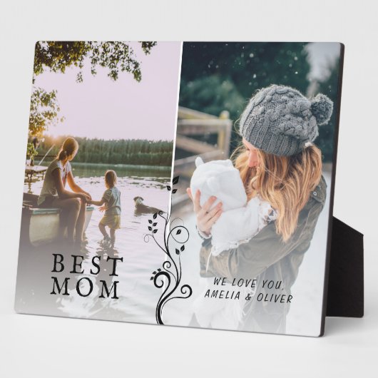 最高の母モダン葉2カスタム枚 フォトプラーク (側面)