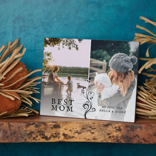 最高の母モダン葉2カスタム枚 フォトプラーク (側面)