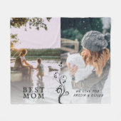 最高の母モダン葉2カスタム枚 フリースブランケット (正面(横))