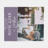 最高の母モダン葉2カスタム枚 フリースブランケット (正面(横))